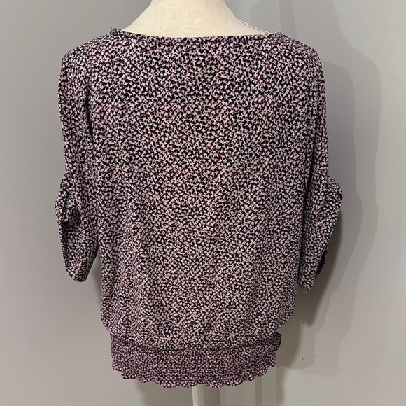 Purple and Pink Puff Sleeve Boxy Blouse - Picture 3 of 4